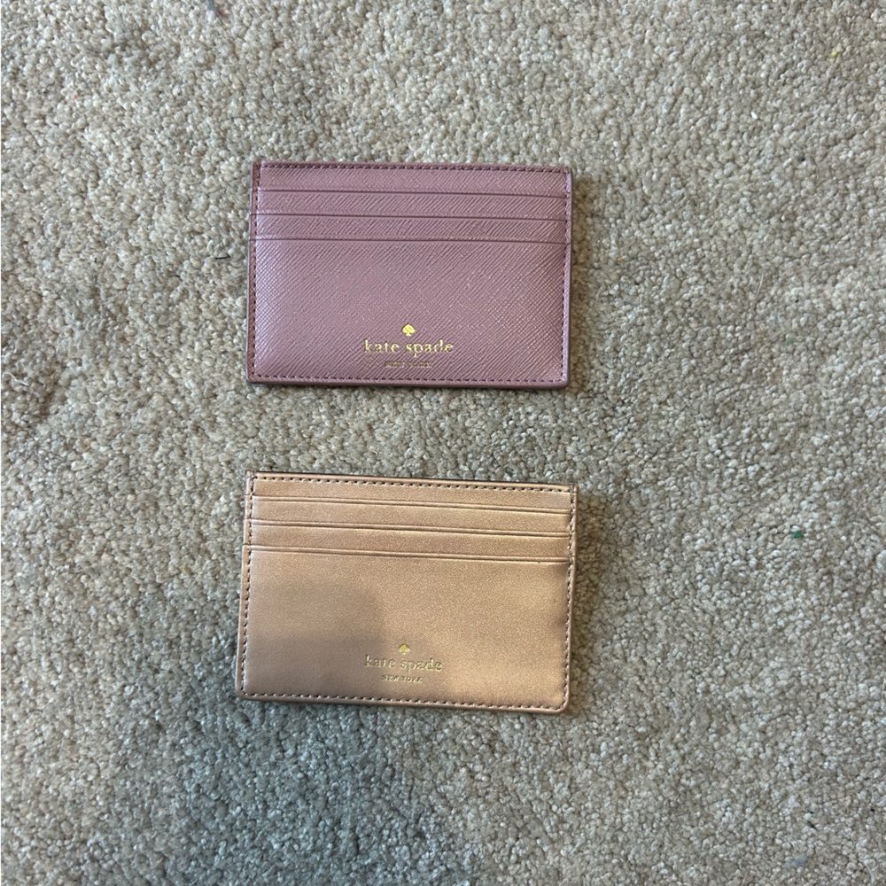 Kate Spade Glitter Pink and Metallic Gold Card Holders